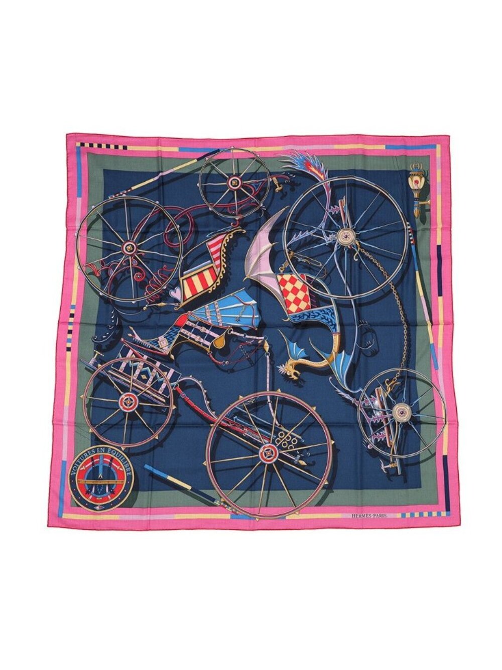 Hermes Scarf Carre 140 Geant Voitures en Quilibre Cashmere Silk